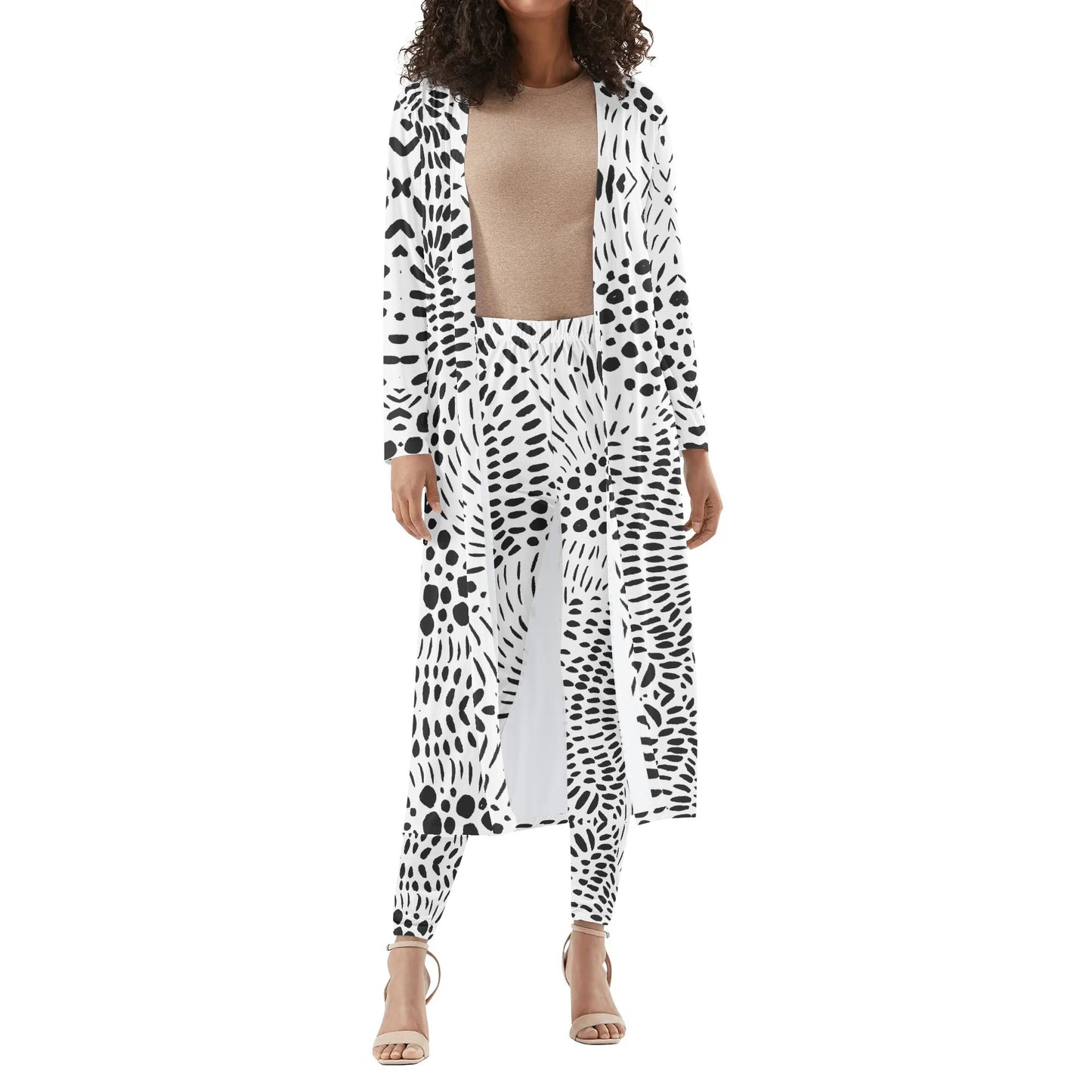 Spotted Long Sleeve Cardigan and Leggings Set