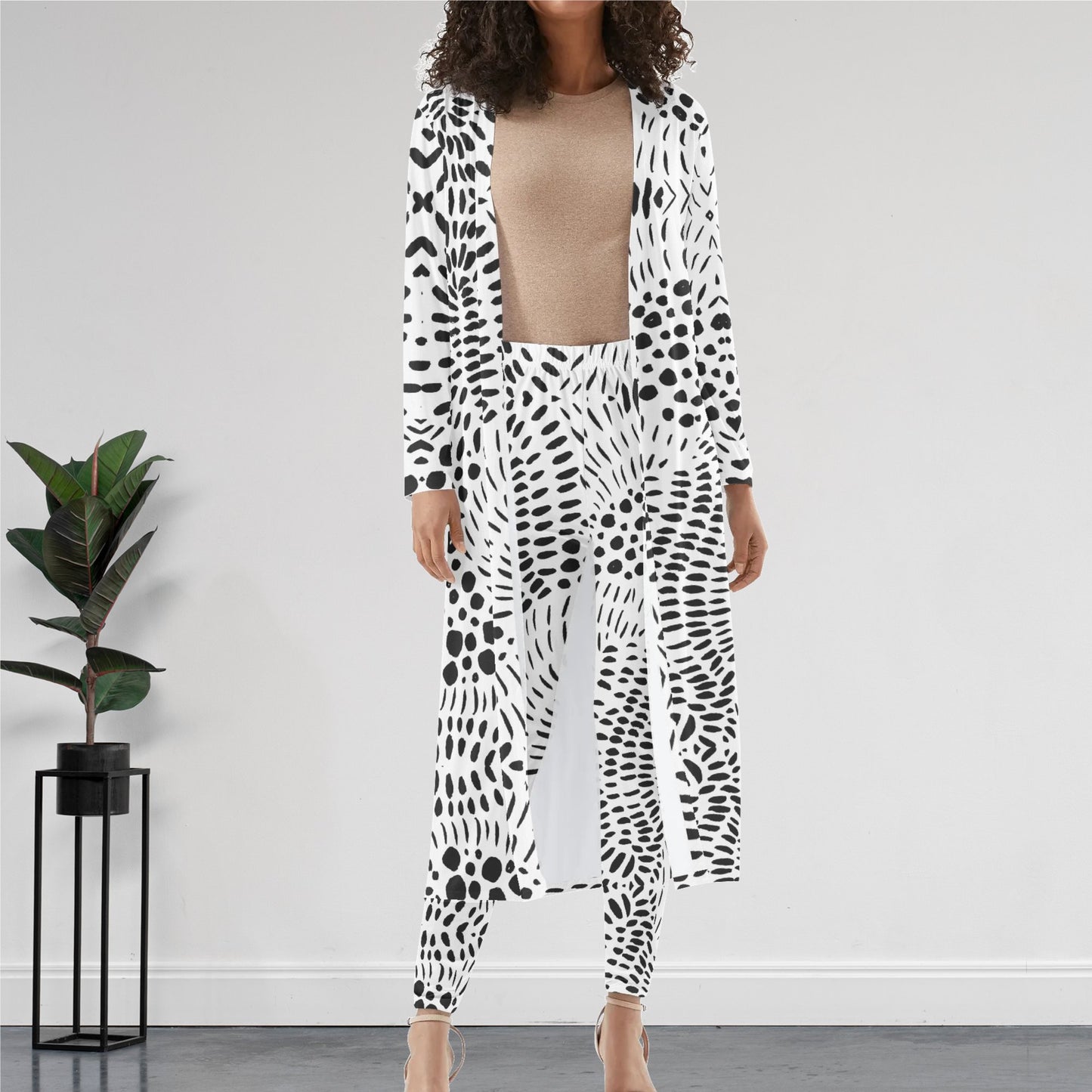 Spotted Long Sleeve Cardigan and Leggings Set