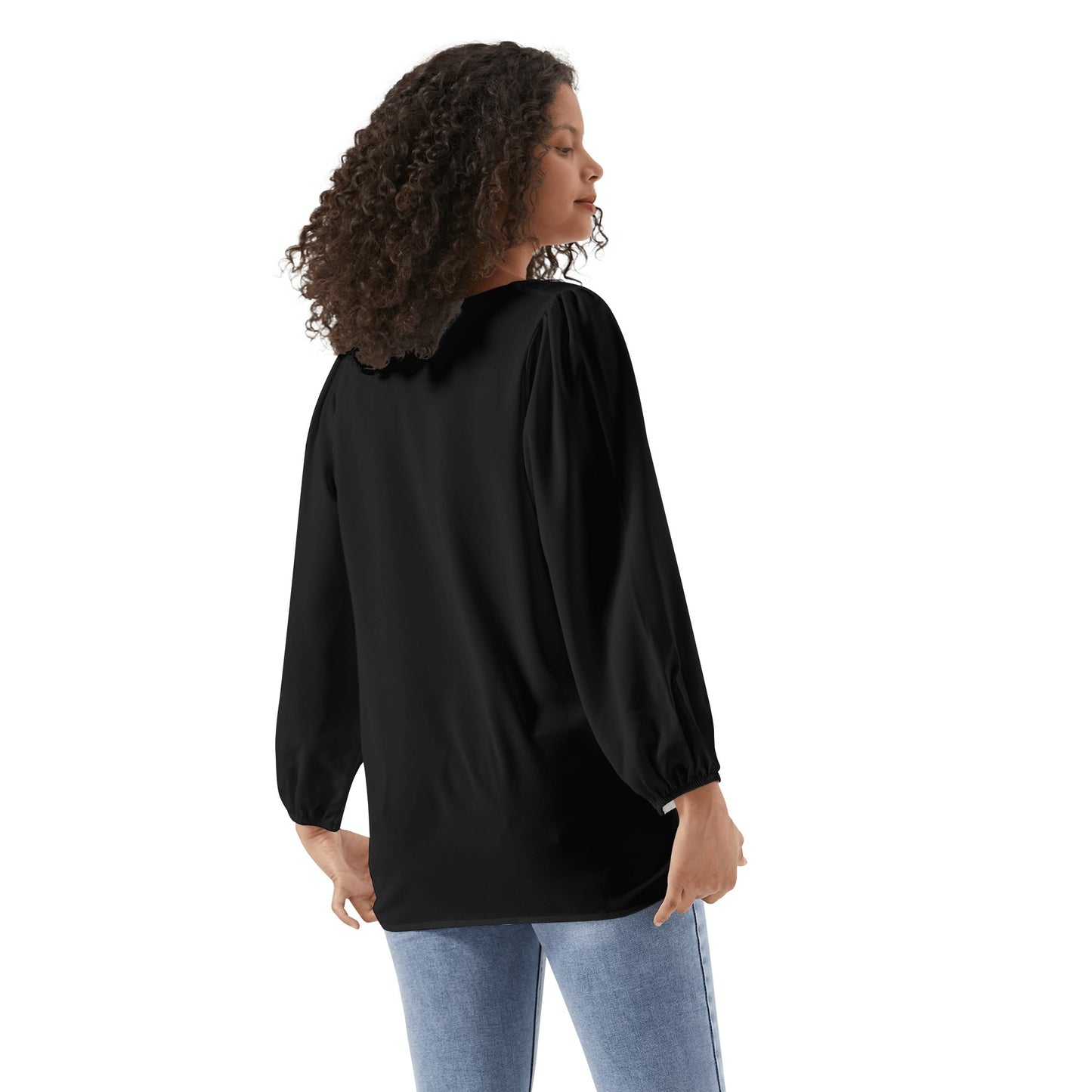 Tokyo Collection: Long-Sleeve Chiffon Blouse In Black