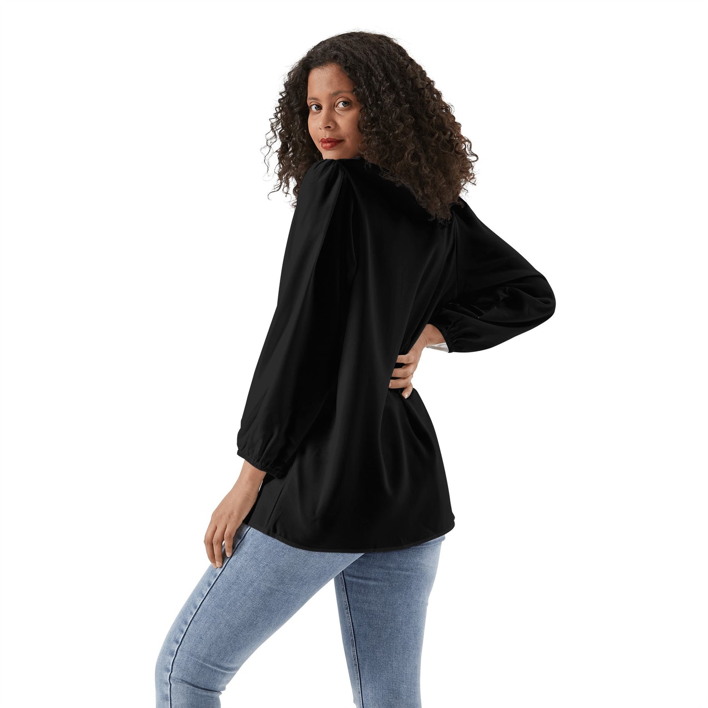 Tokyo Collection: Long-Sleeve Chiffon Blouse In Black