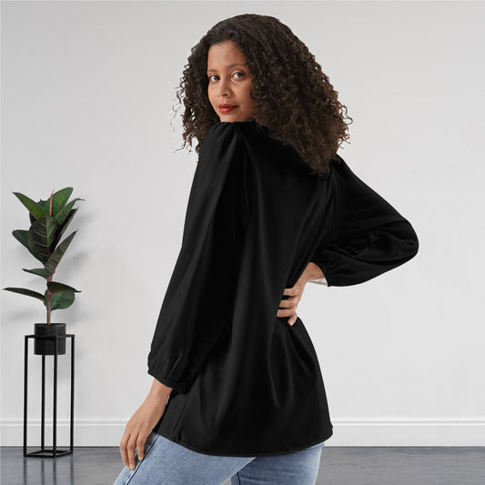 Tokyo Collection: Long-Sleeve Chiffon Blouse In Black