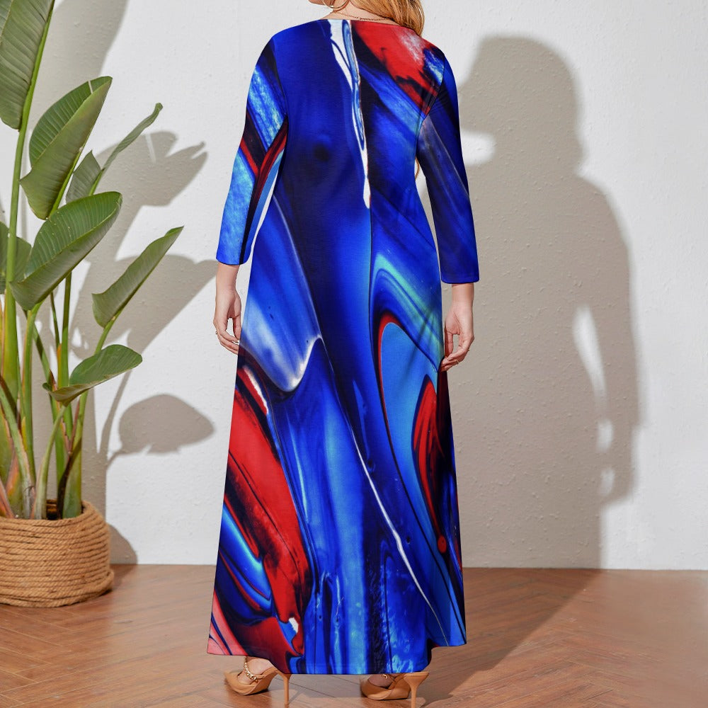 *Spring + Summer Collection* Plus Size Long Sleeve Pocket Maxi Dress