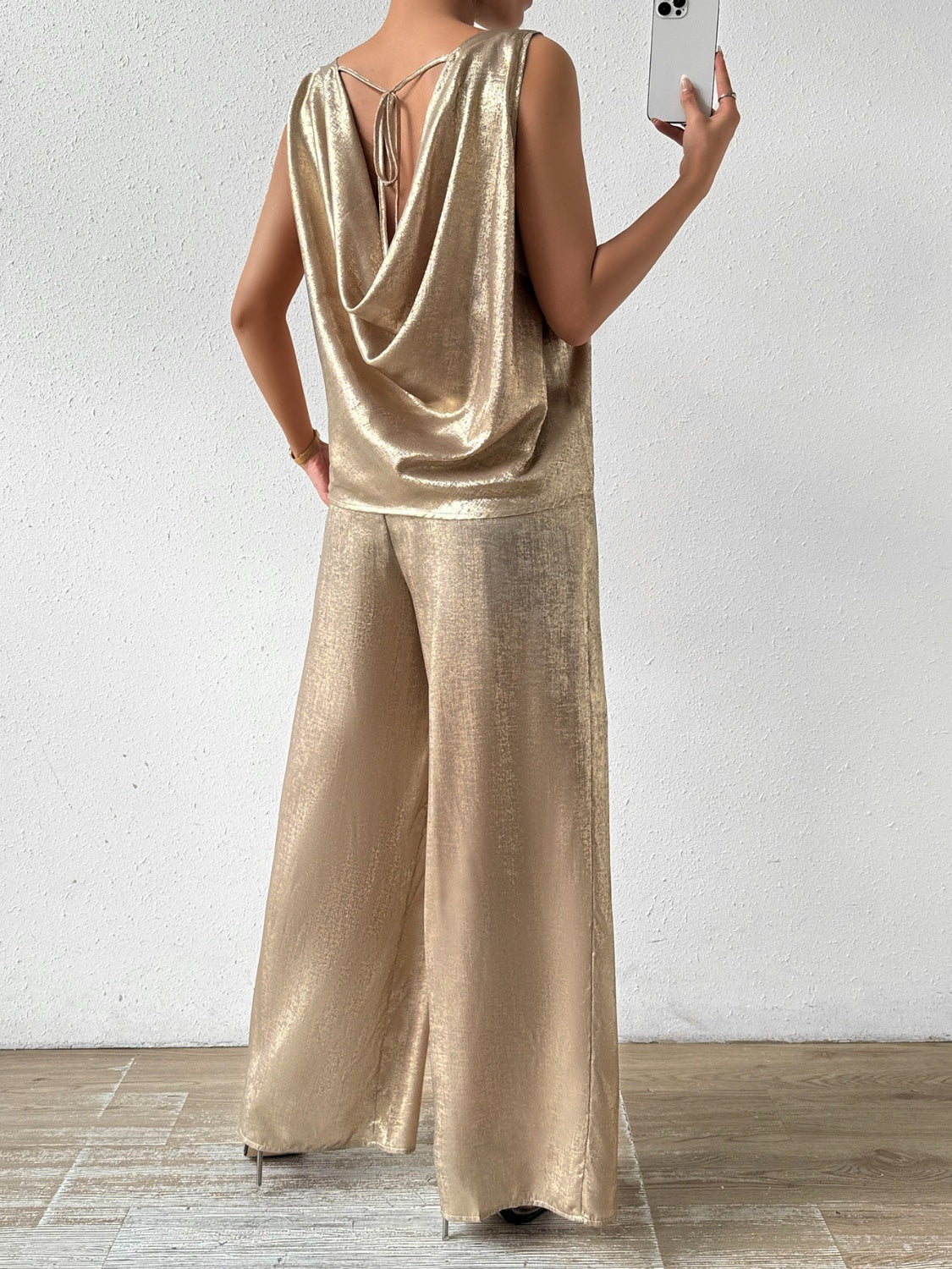 Glitz + Glam Round Neck Sleeveless Top and Pants Set