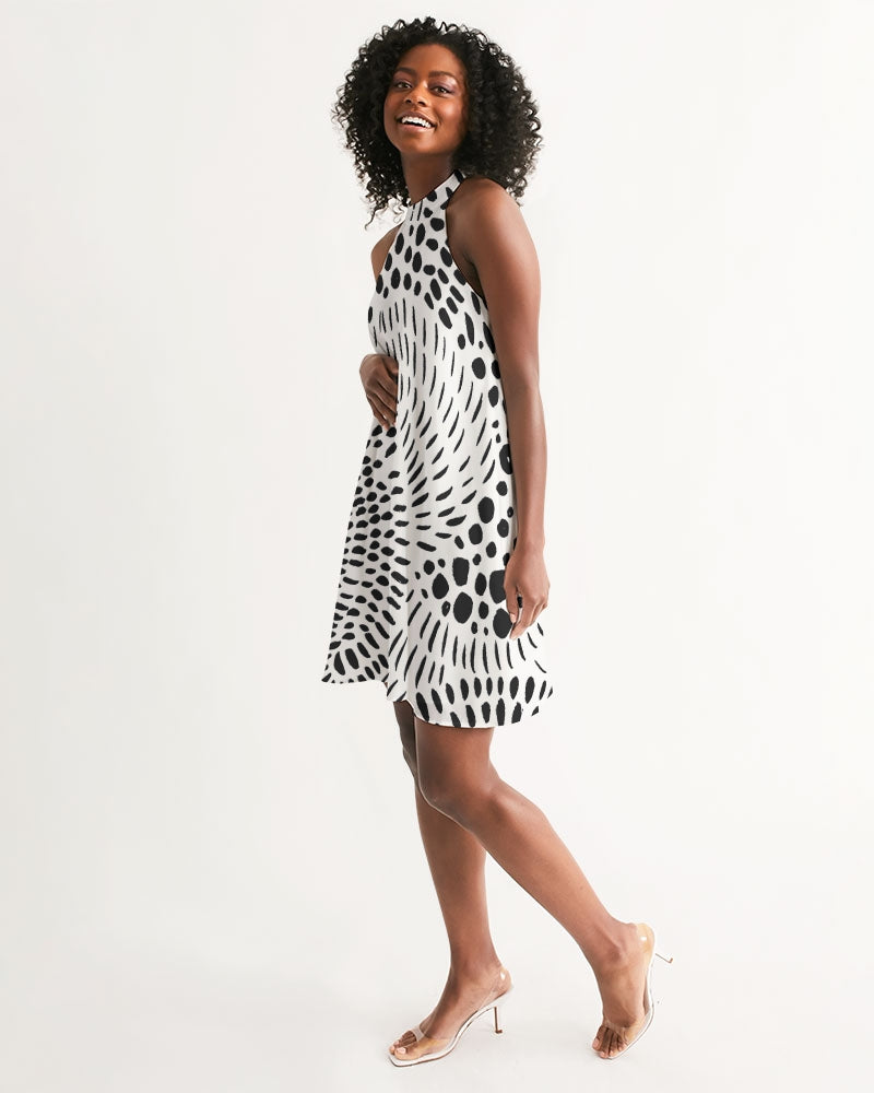 Spotted Women's All-Over Print Halter Dress