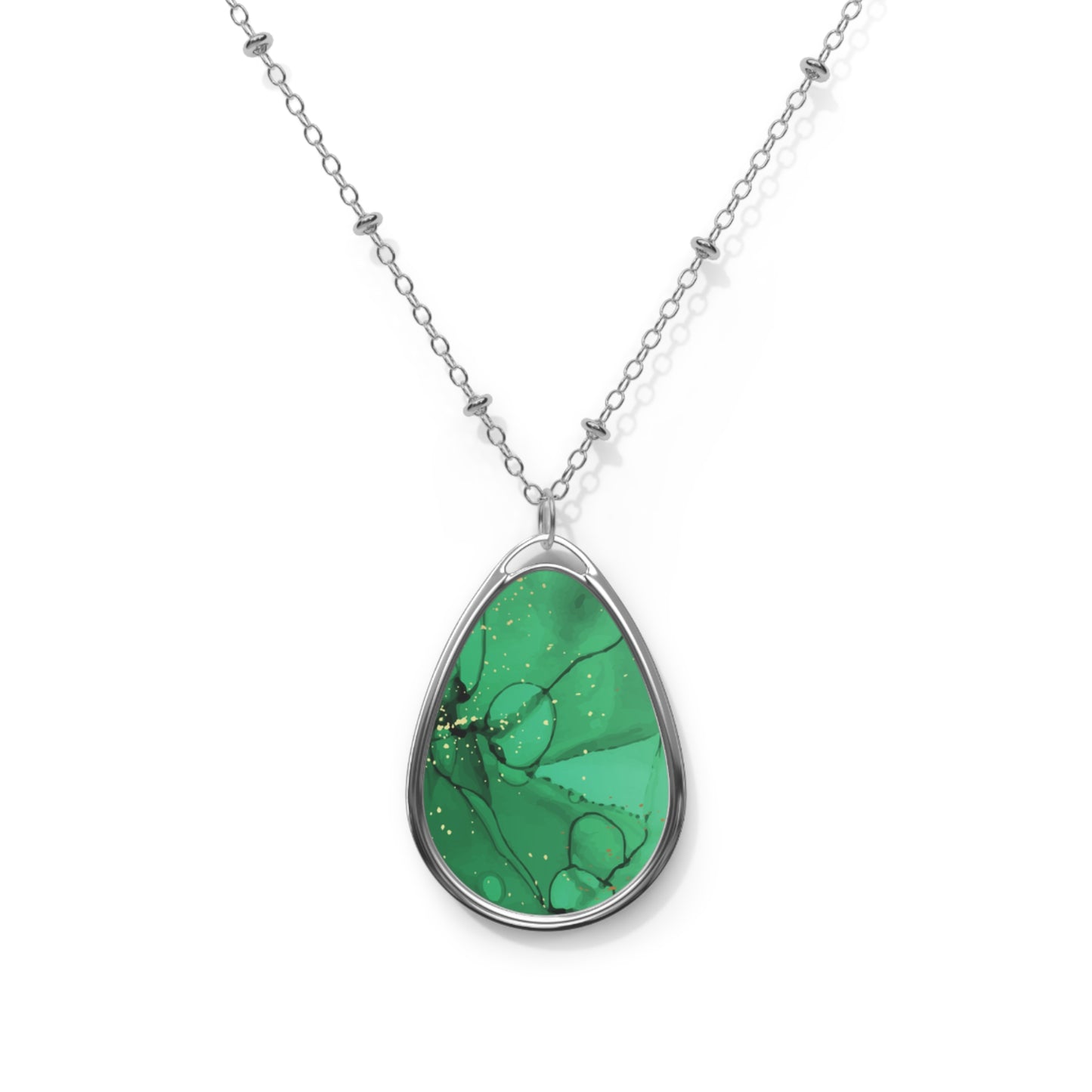 Green Teardrop Oval Necklace - Phenomenal Woman Collection