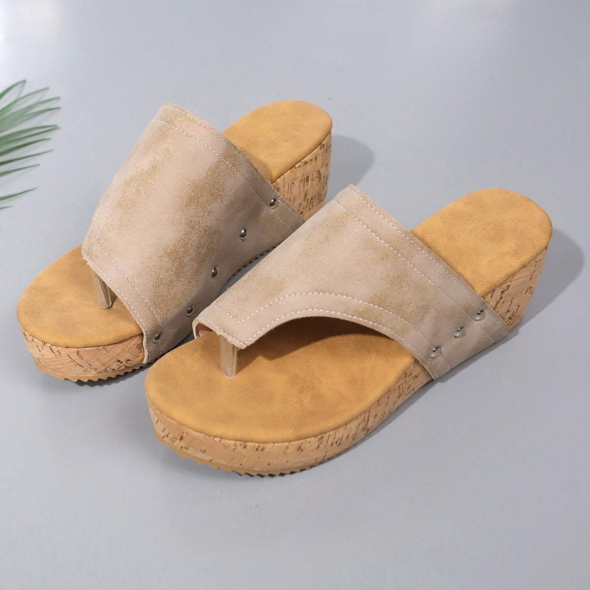 Vegan Leather Wedge Sandals