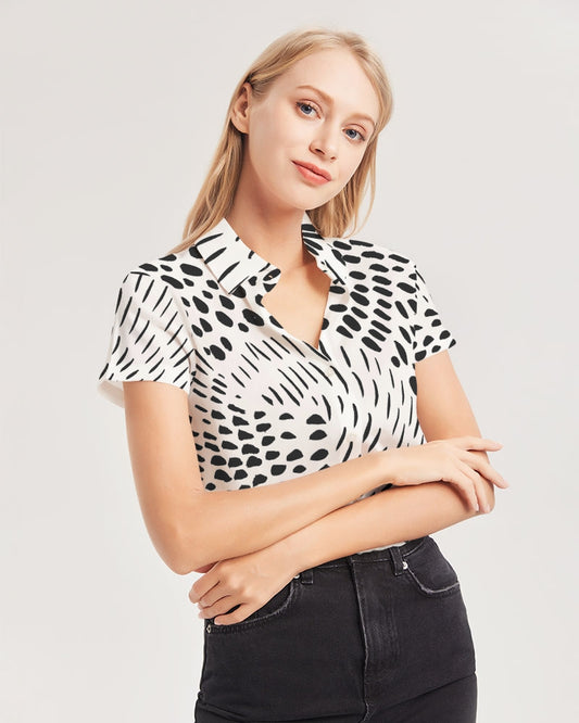 Spotted Women's All-Over Print Short Sleeve Button Up