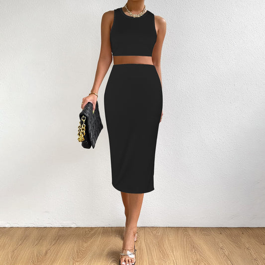 Tokyo Collection: Black Crop Top and Skirt Set