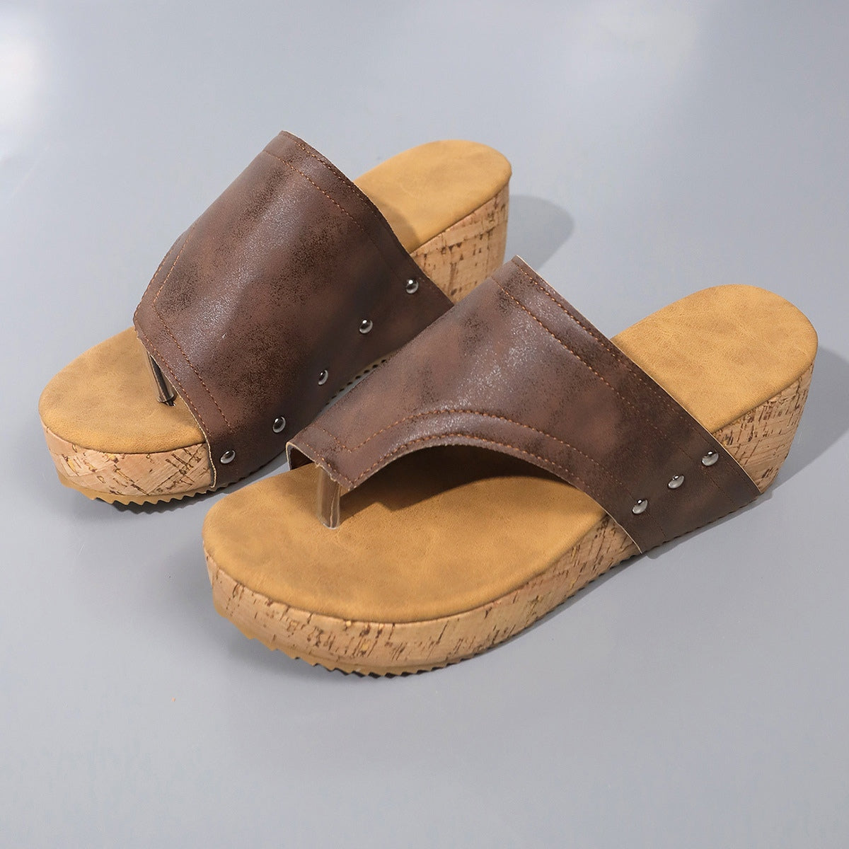 Vegan Leather Wedge Sandals