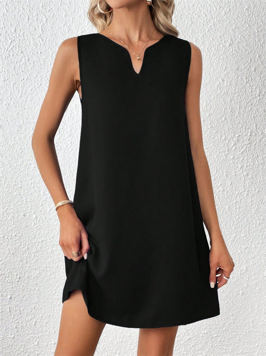 Notched Sleeveless Mini Tank Dress