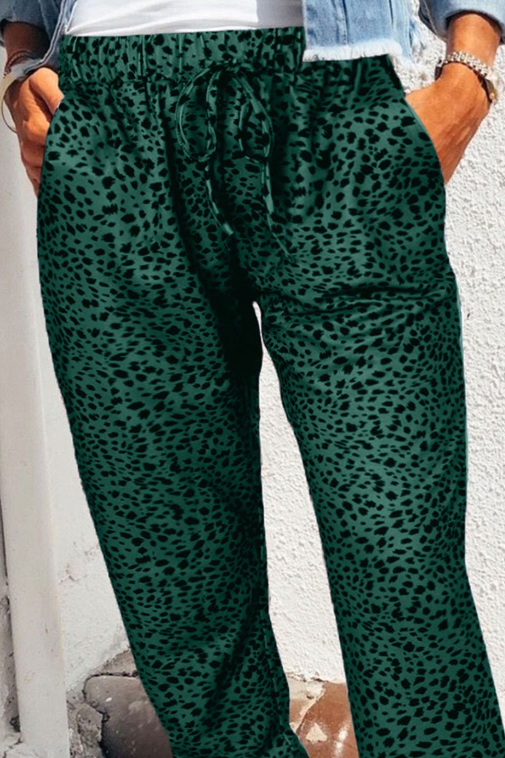 Leopard Pocketed Long Pants