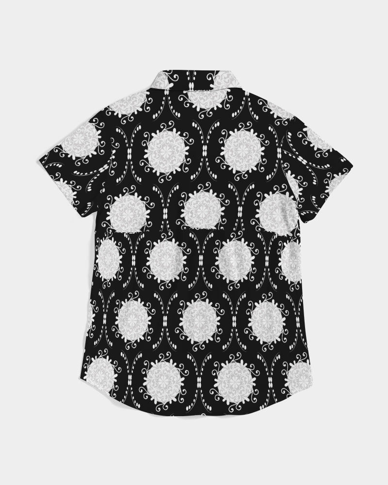 Vintage Women's All-Over Print Short Sleeve Button Up