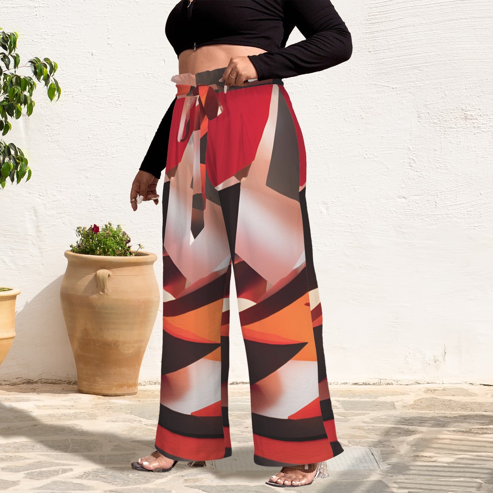 Tokyo Collection: Dark Printed Wide Leg Pants