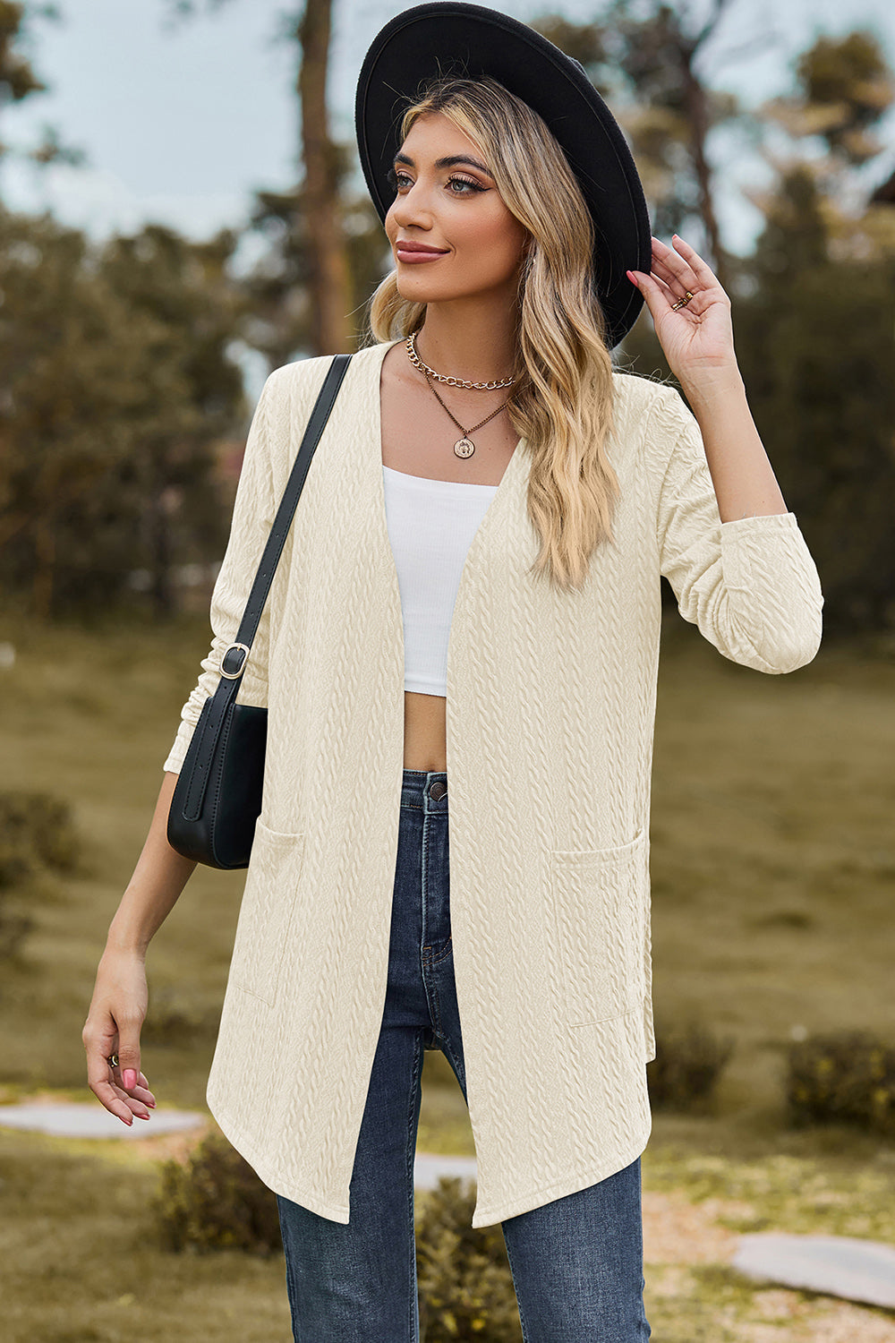 Open Front Long Sleeve Cardigan