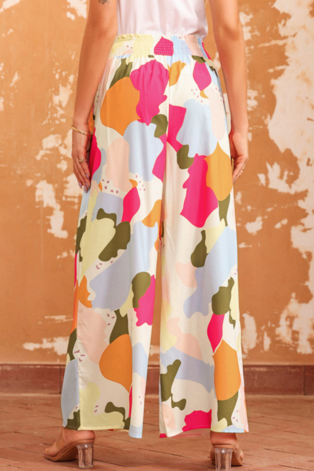 Abstract Multicolored High Waist Wide Leg Pants